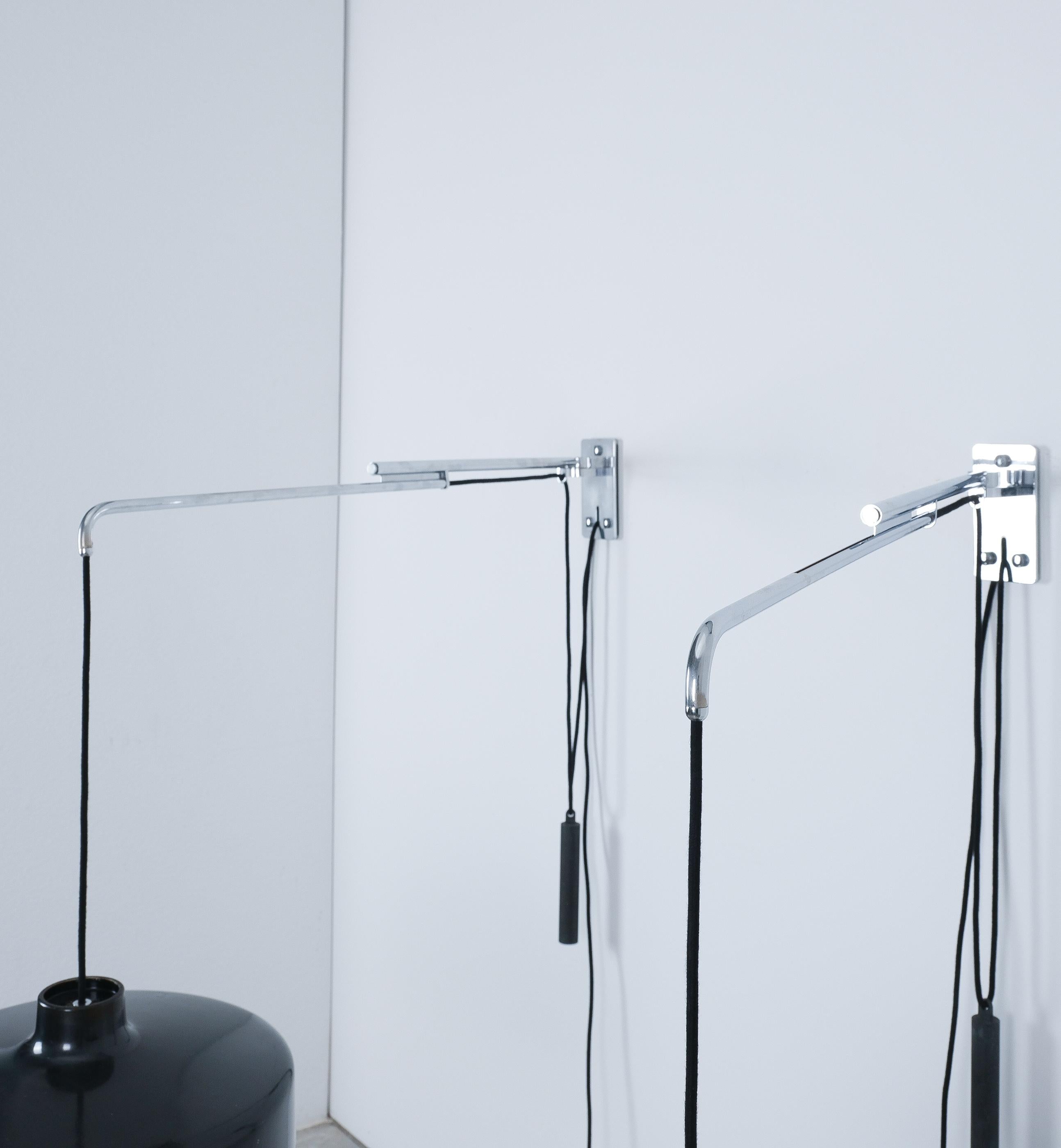 Gino Sarfatti for Arteluce Lampade a sospensione da parete nere (2x) Model 194n, 1950 in vendita 2