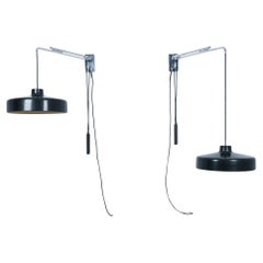 Gino Sarfatti for Arteluce Black Wall Lights Pendant Lamps (2x) Model 194n, 1950