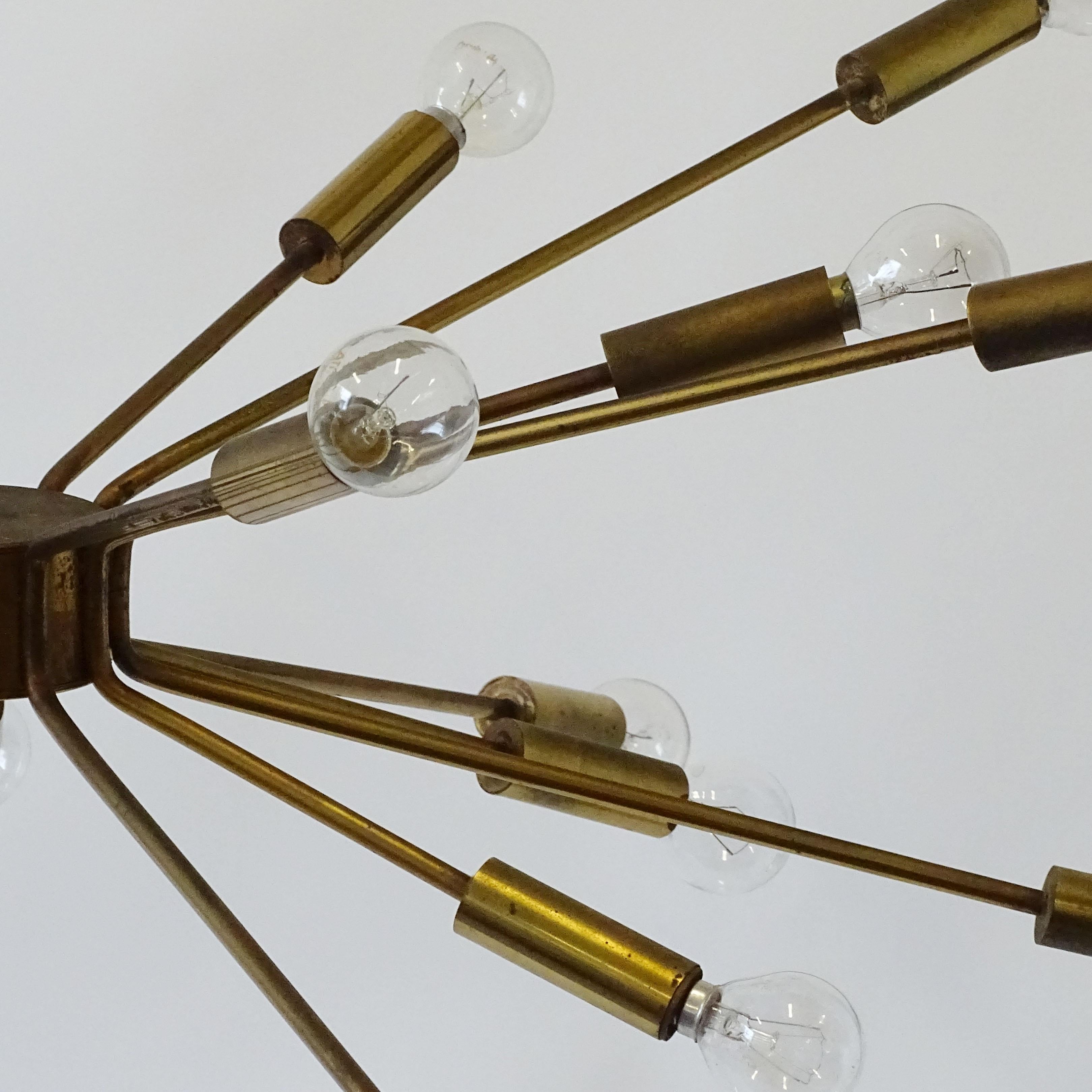 Gino Sarfatti for Arteluce 'Fireworks' Brass Ceiling Lamp, Italy 1939 For Sale 5
