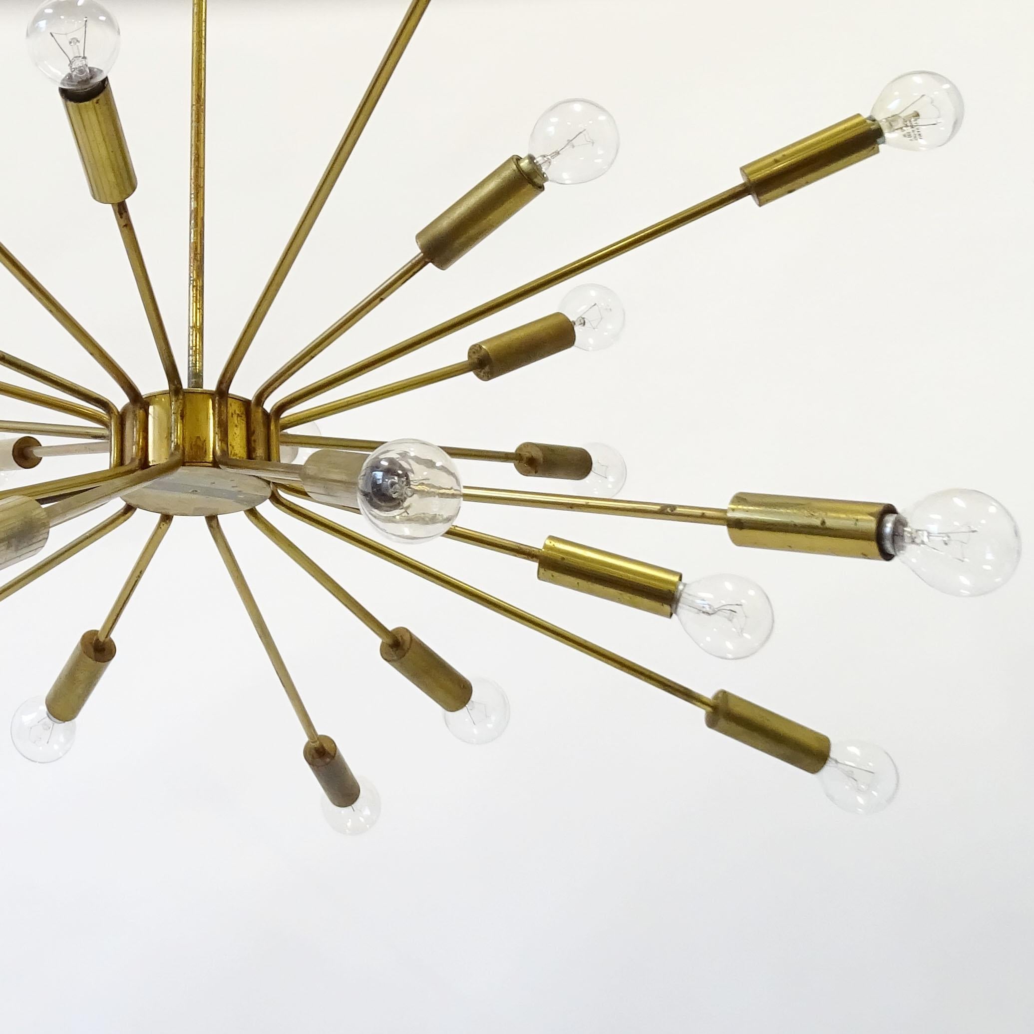 Gino Sarfatti for Arteluce 'Fireworks' Brass Ceiling Lamp, Italy 1939 For Sale 6