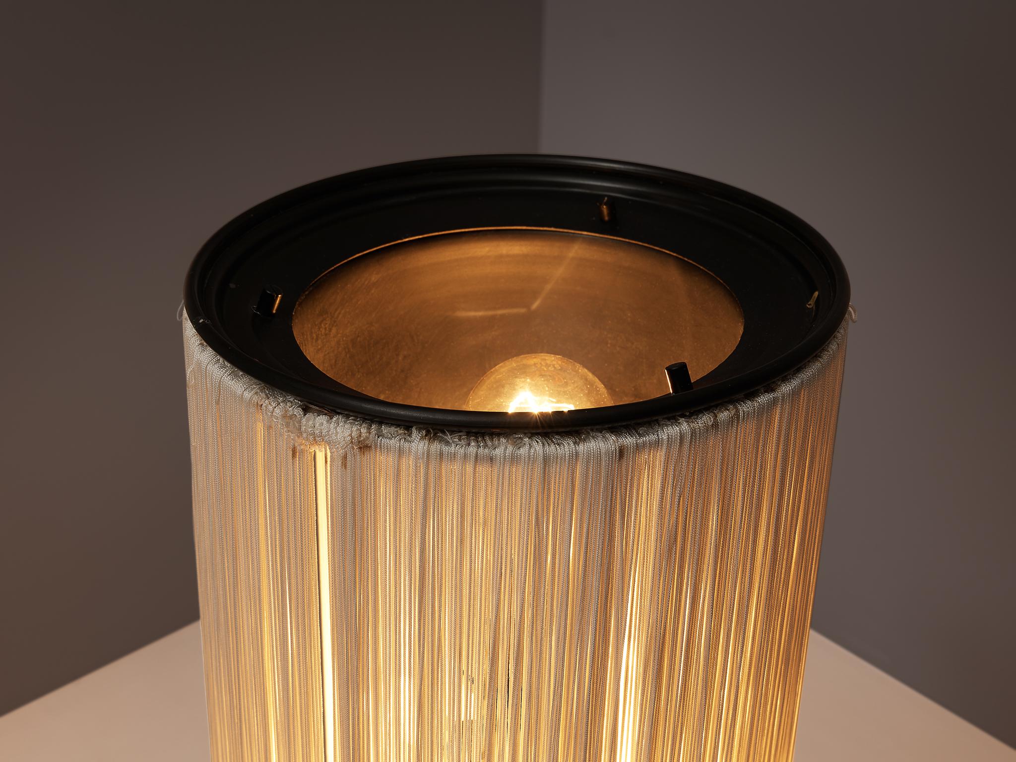 Italian Gino Sarfatti for Arteluce Floor Lamp in Enameled Brass and Rayon