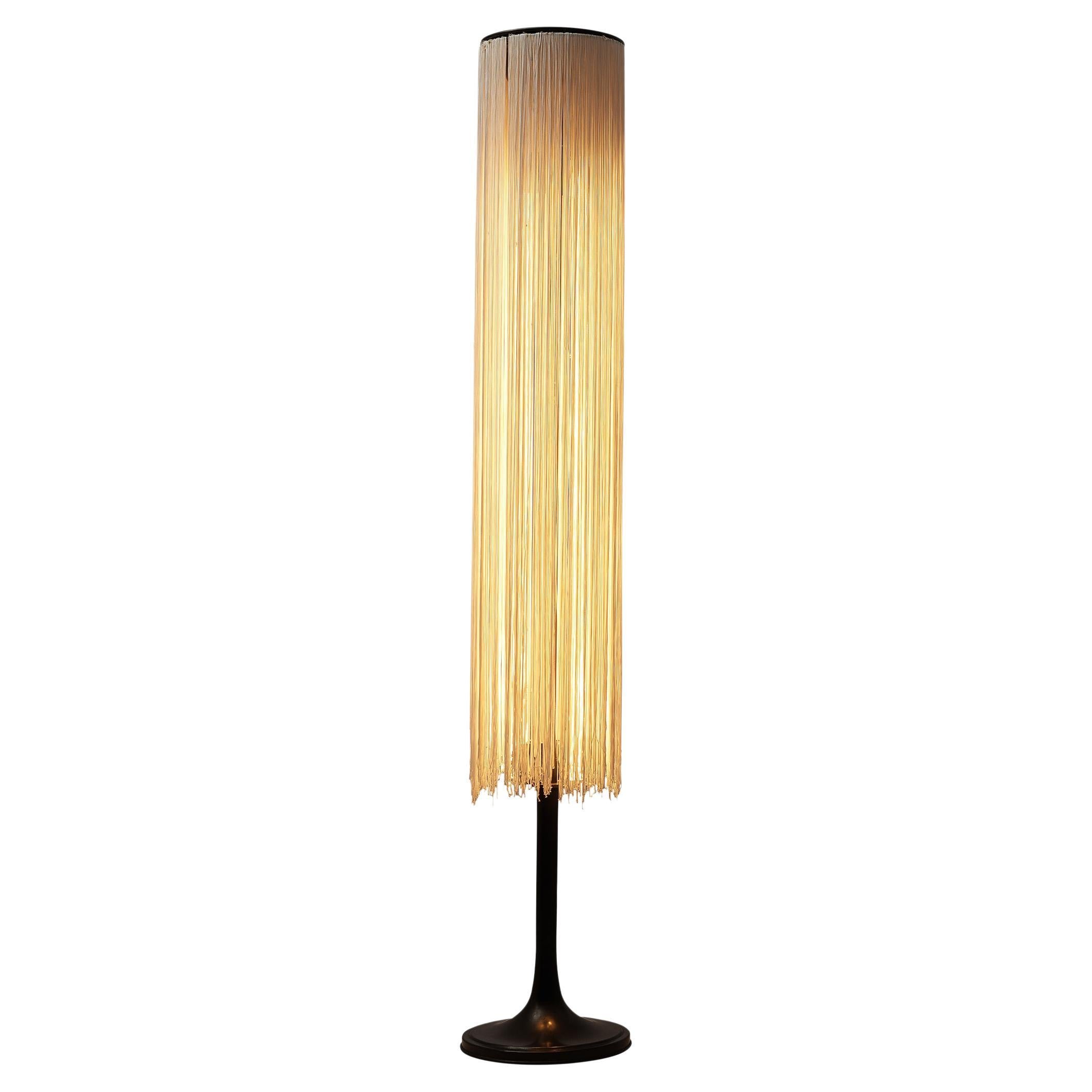 Gino Sarfatti for Arteluce Floor Lamp in Enameled Brass and Rayon