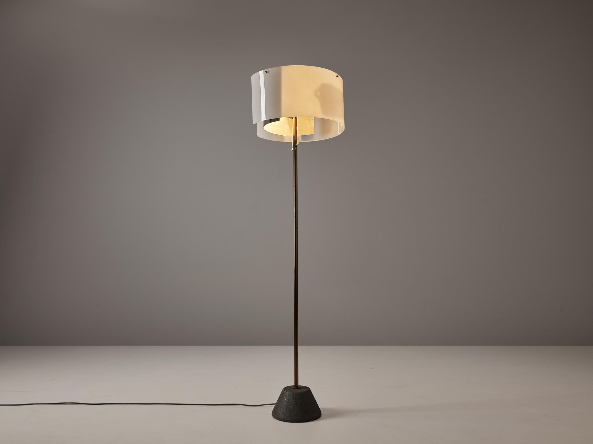 Italian Gino Sarfatti for Arteluce Floor Lamp Model '1056' in Brass and Aluminum