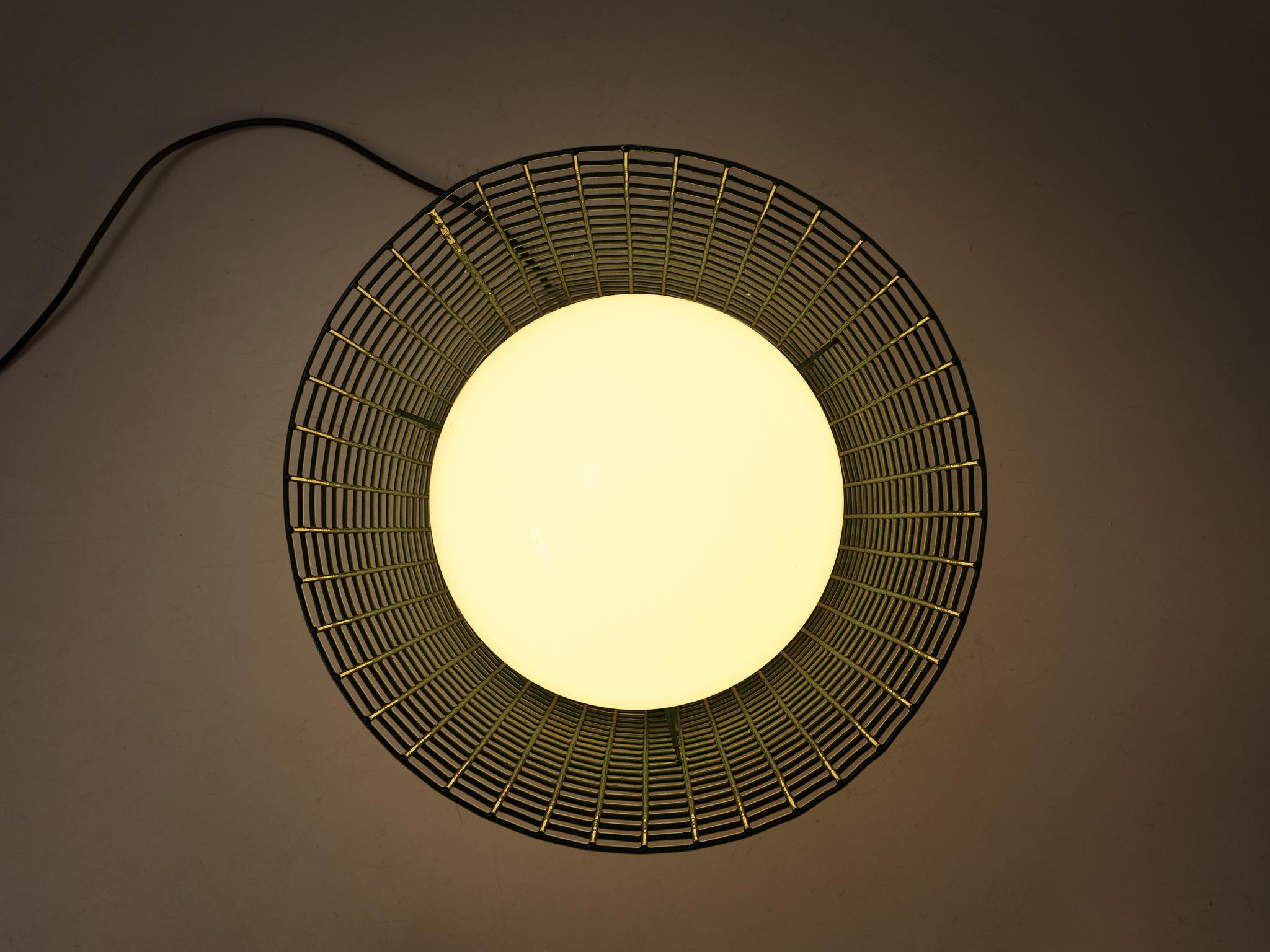 Mid-Century Modern Lampe de bureau Gino Sarfatti pour Arteluce en métal laqué vert en vente
