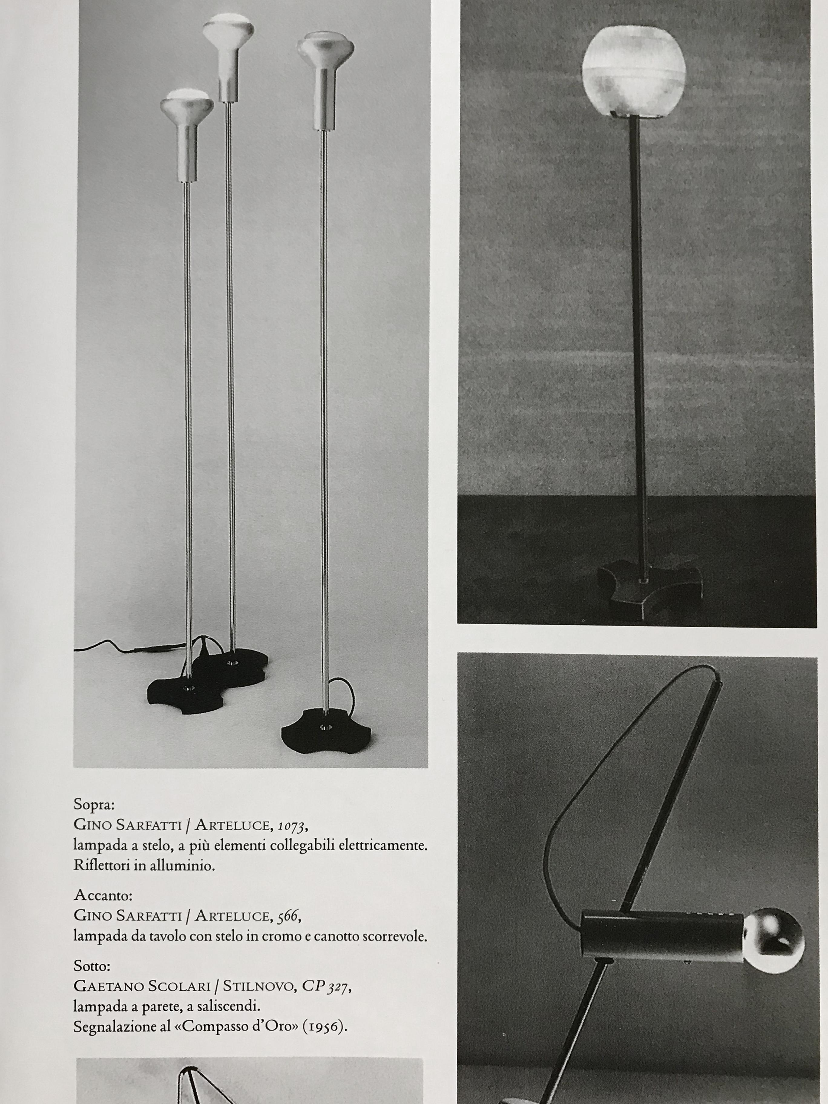 Lampadaires italiens Gino Sarfatti pour Arteluce Modèle 1073, 1956 1