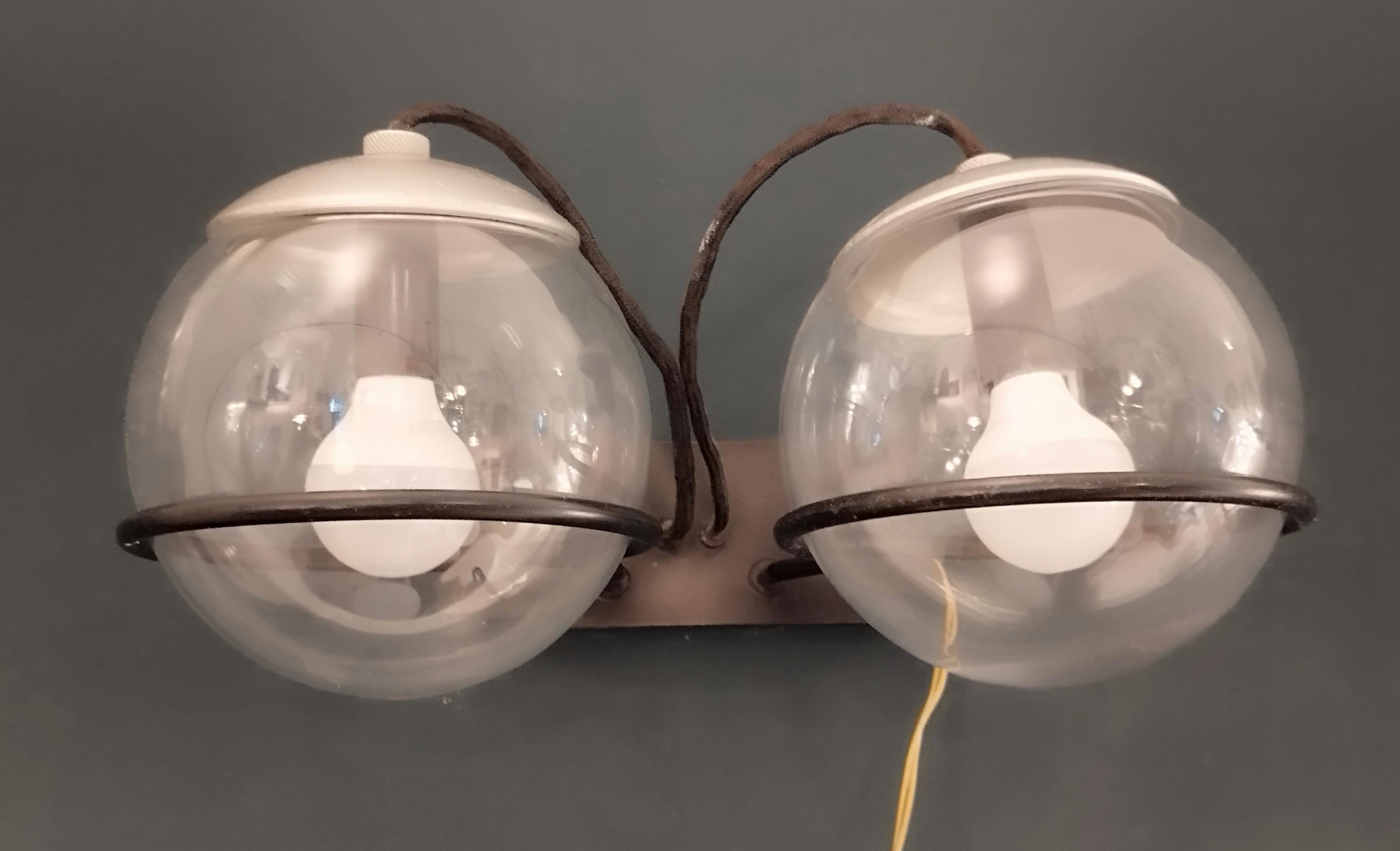 Gino Sarfatti for Arteluce Pair of Model 238/2 Wall Lamp, Italy 1960s In Good Condition For Sale In Naples, IT