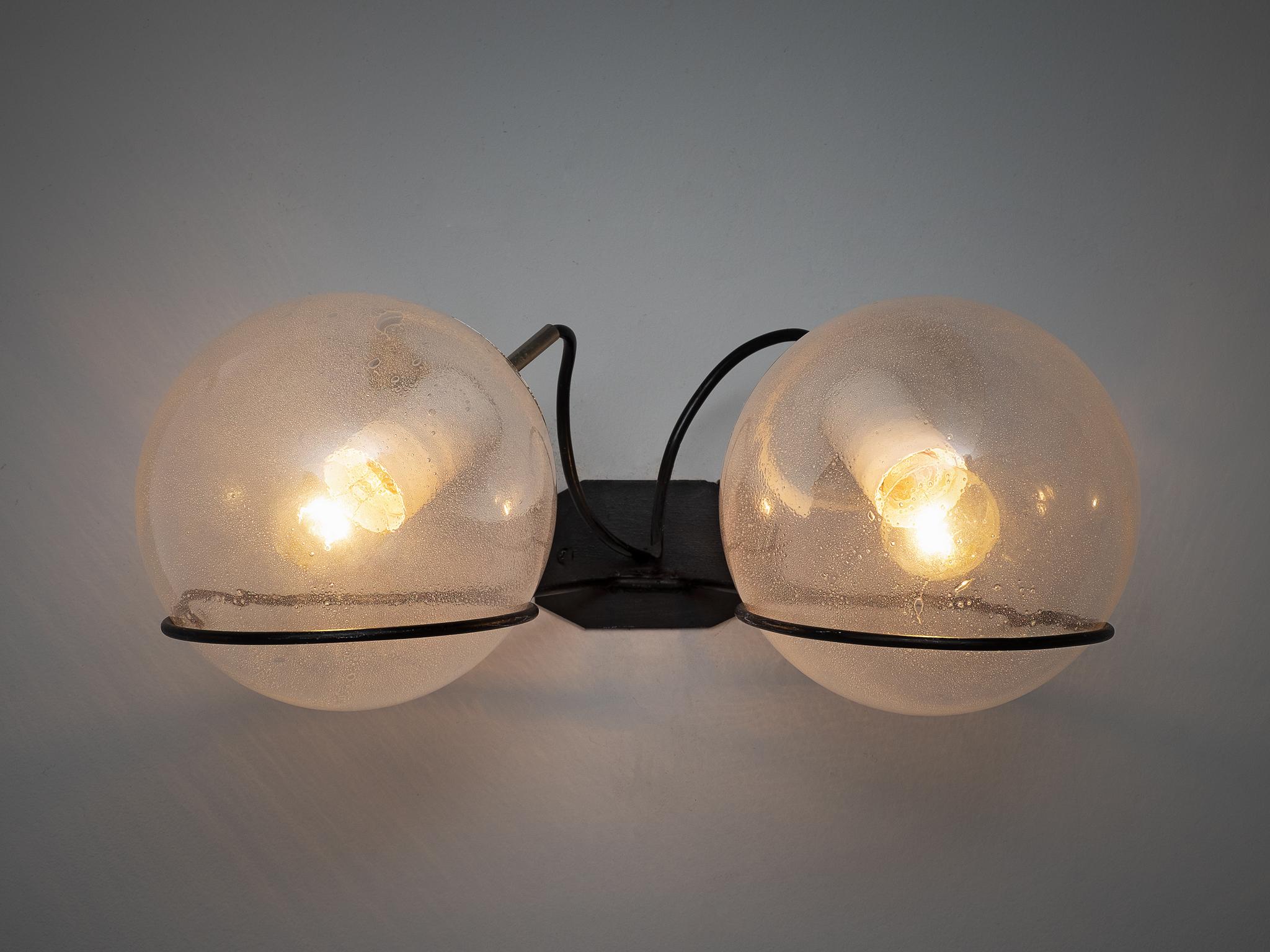 Gino Sarfatti for Arteluce Pair of Wall Lights in Steel and Glass In Good Condition In Waalwijk, NL