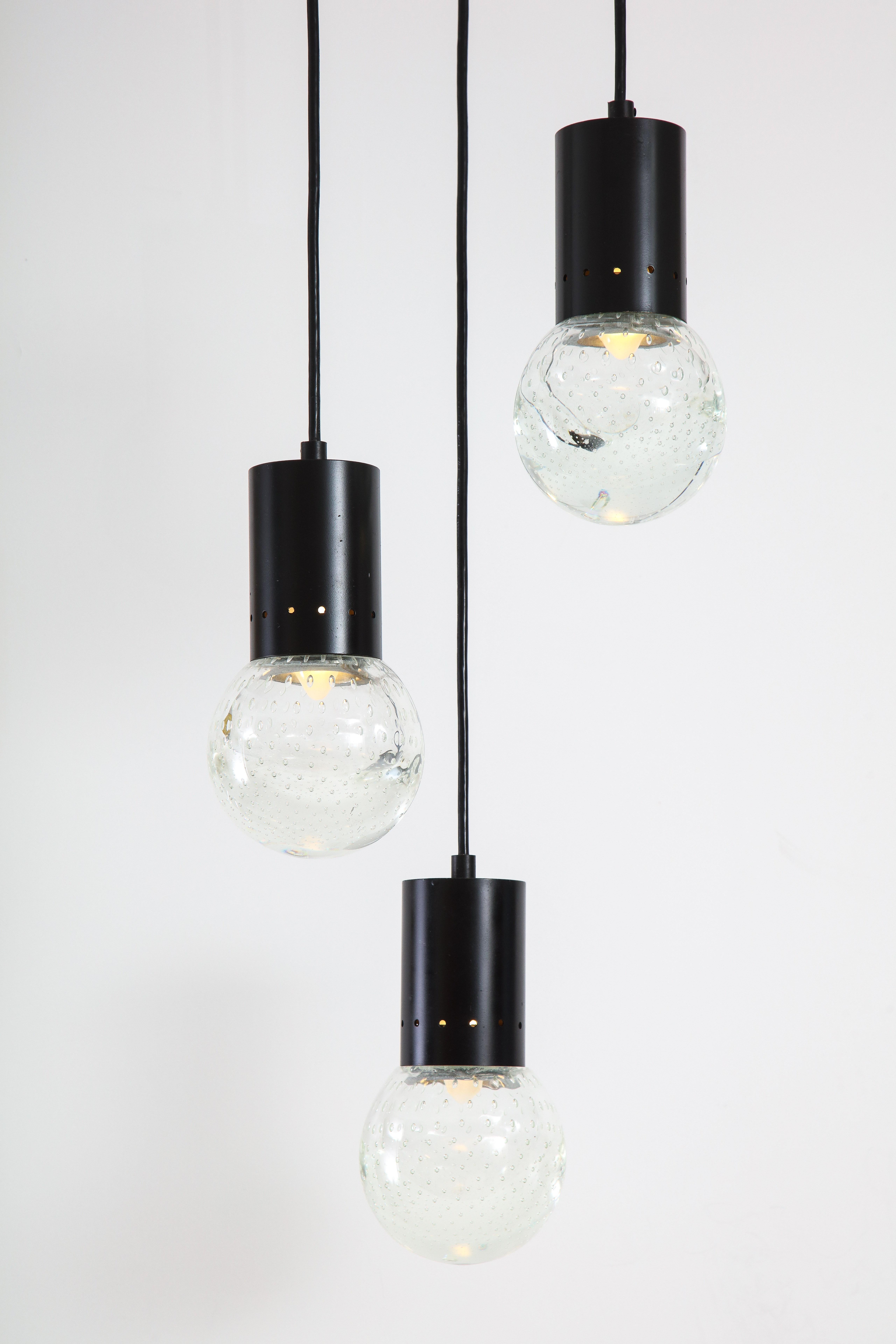 Mid-Century Modern Gino Sarfatti for Arteluce Three-Light Pendant For Sale