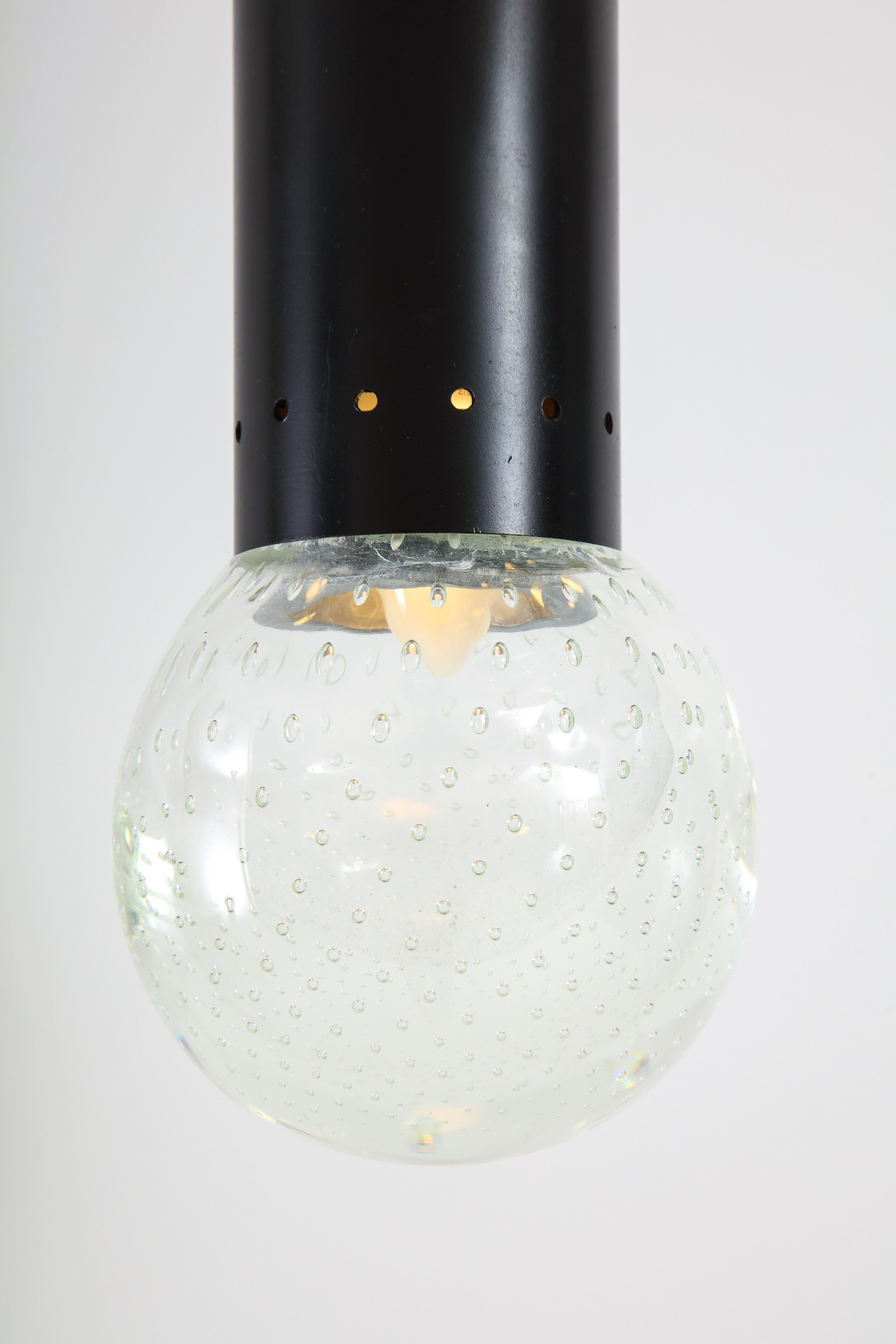 Enameled Gino Sarfatti for Arteluce Three-Light Pendant For Sale