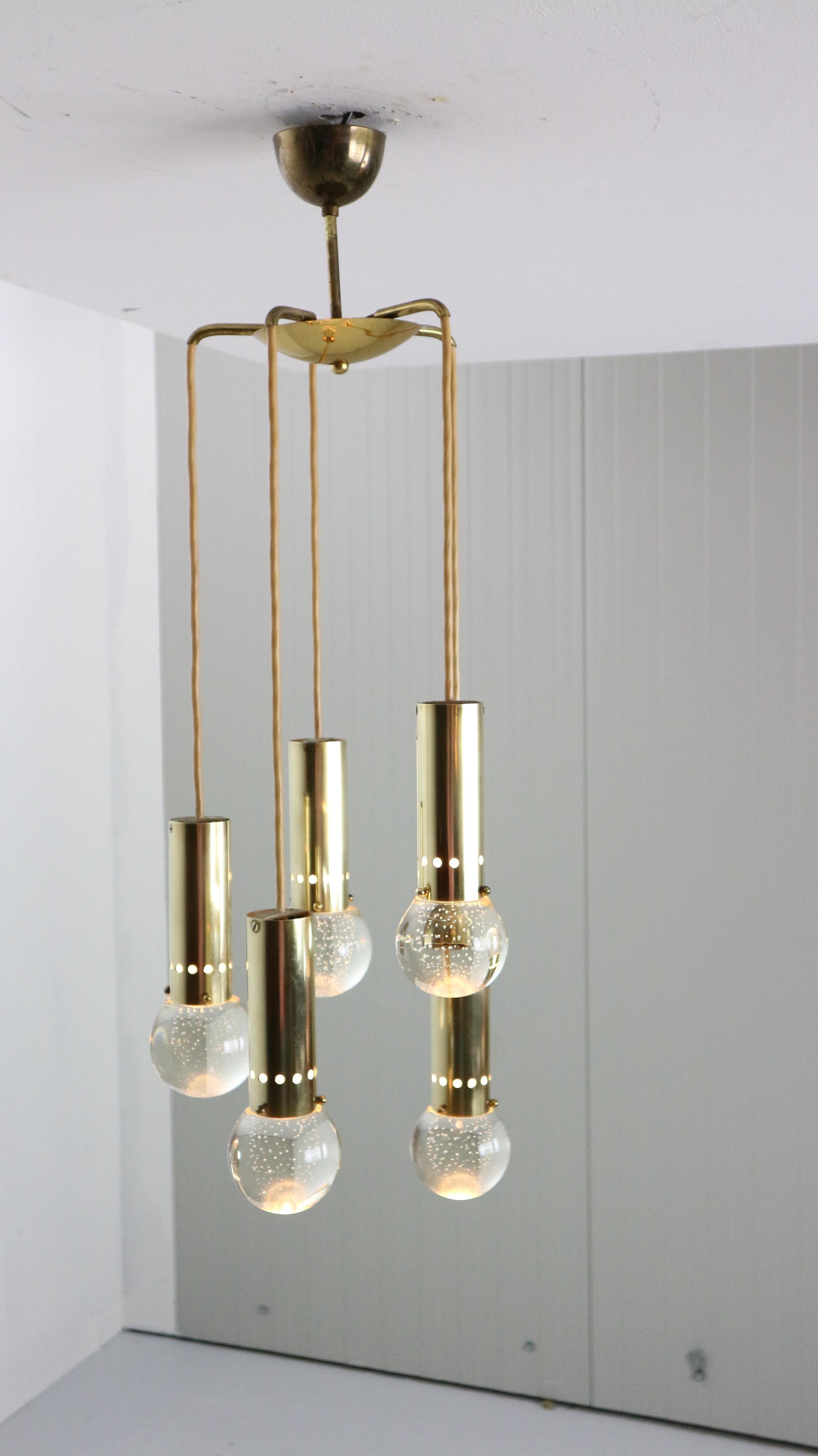 Mid-Century Modern Gino Sarfatti SP/ 16 For Arteluce Unique Brass Bubble Pendant Lamp, 1950, Italy For Sale