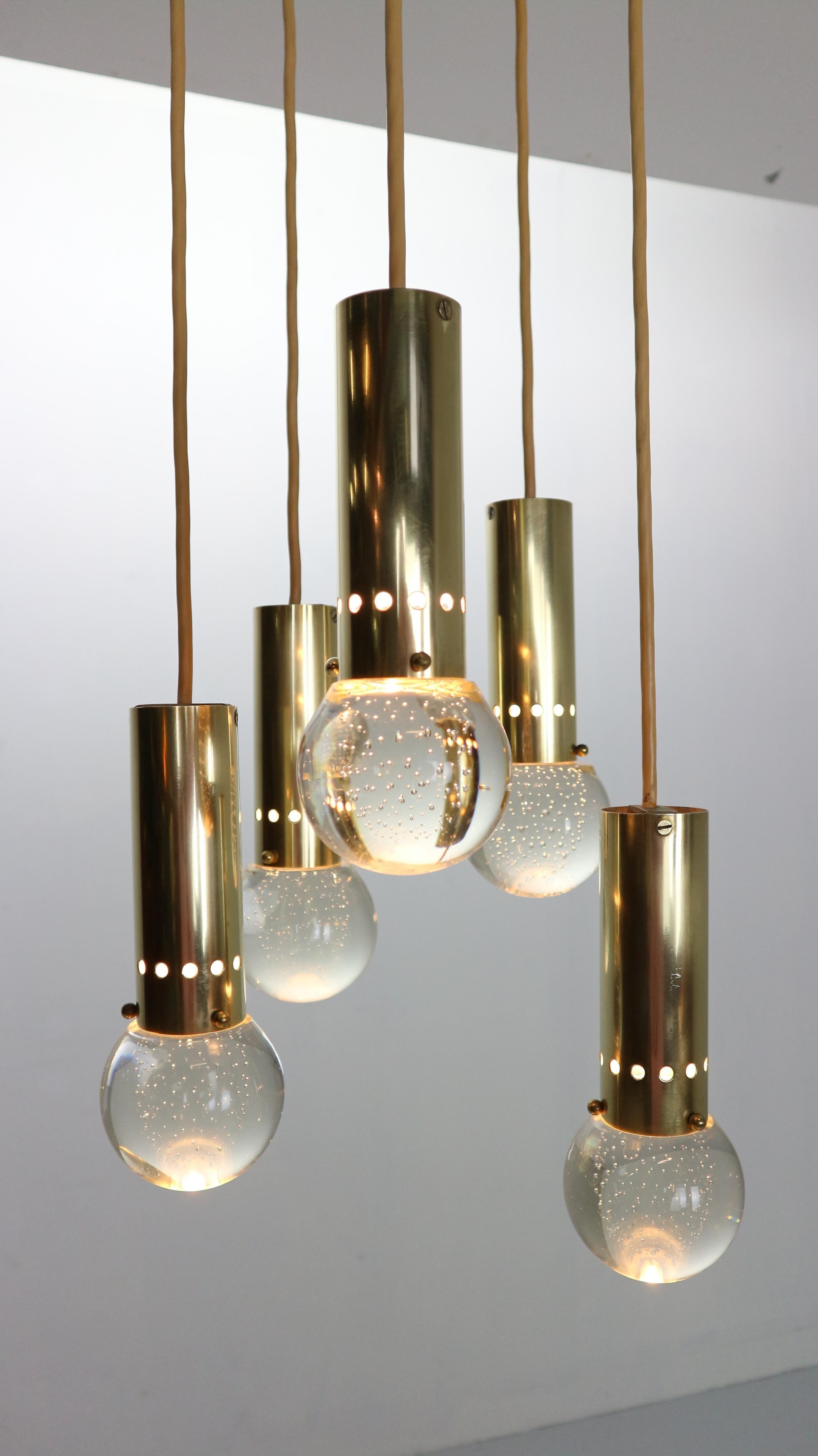 Mid-20th Century Gino Sarfatti SP/ 16 For Arteluce Unique Brass Bubble Pendant Lamp, 1950, Italy For Sale
