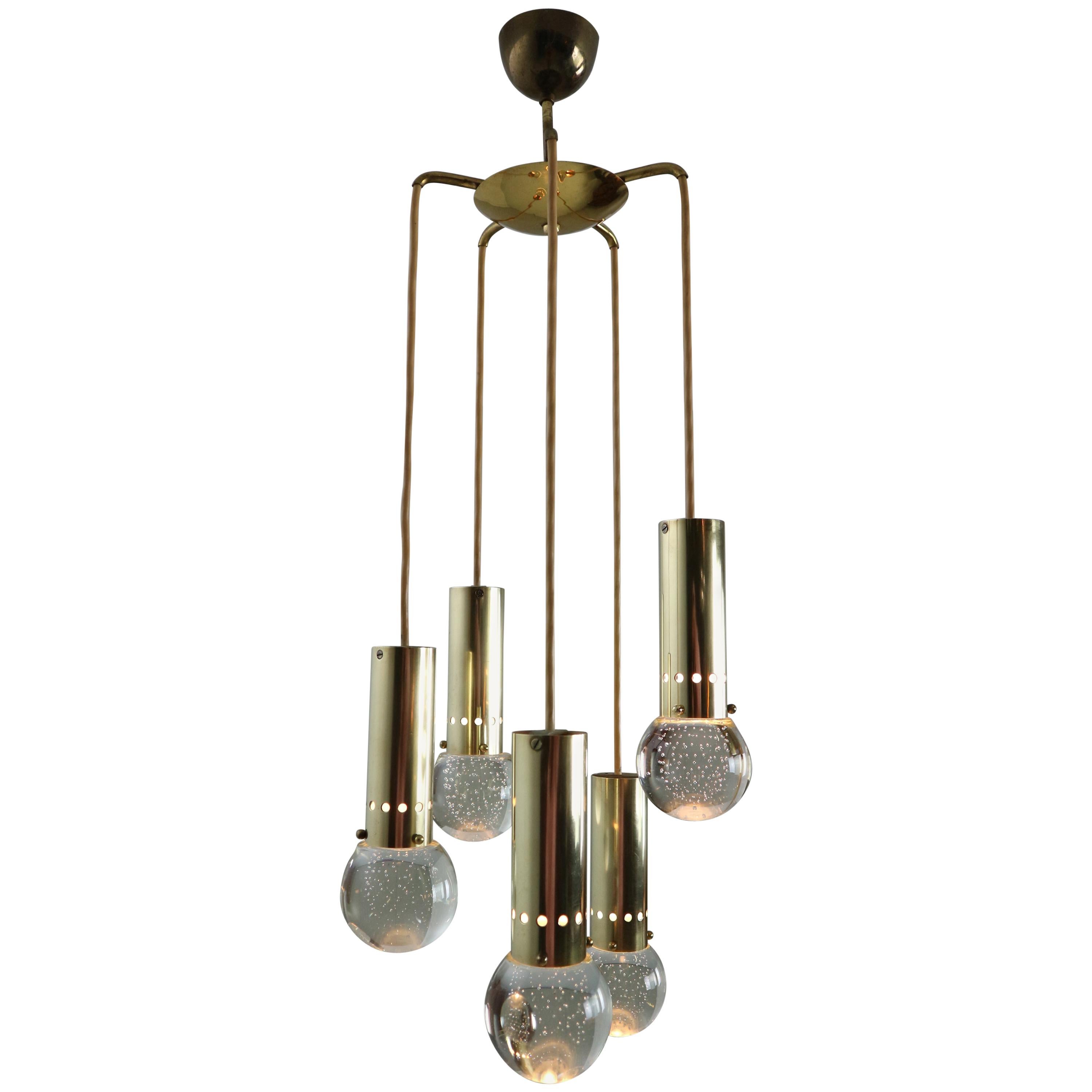 Gino Sarfatti SP/ 16 For Arteluce Unique Brass Bubble Pendant Lamp, 1950, Italy