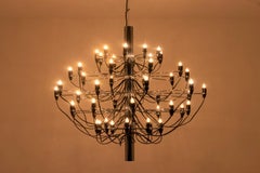 Gino Sarfatti for Flos, Fifty-Light Chandelier in Chromed Steel, 1958