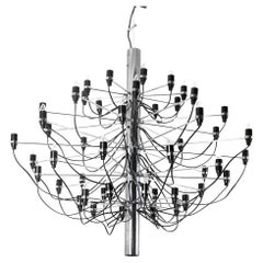 Gino Sarfatti for Flos, Fifty-Light Chandelier in Chromed Steel, 1958