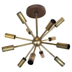 Gino Sarfatti for Lightolier Astral Atomic Sputnik Brass Ceiling Fixture, 1950s