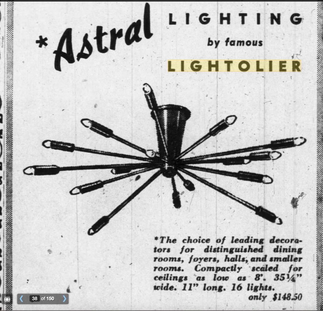 Gino Sarfatti für Lightolier Astral Sputnik (Moderne der Mitte des Jahrhunderts)