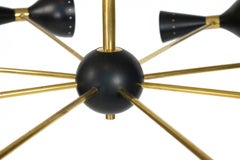 Gino Sarfatti Italian Mid-Century Stilnovo Diabolo Black and Gold Chandelier