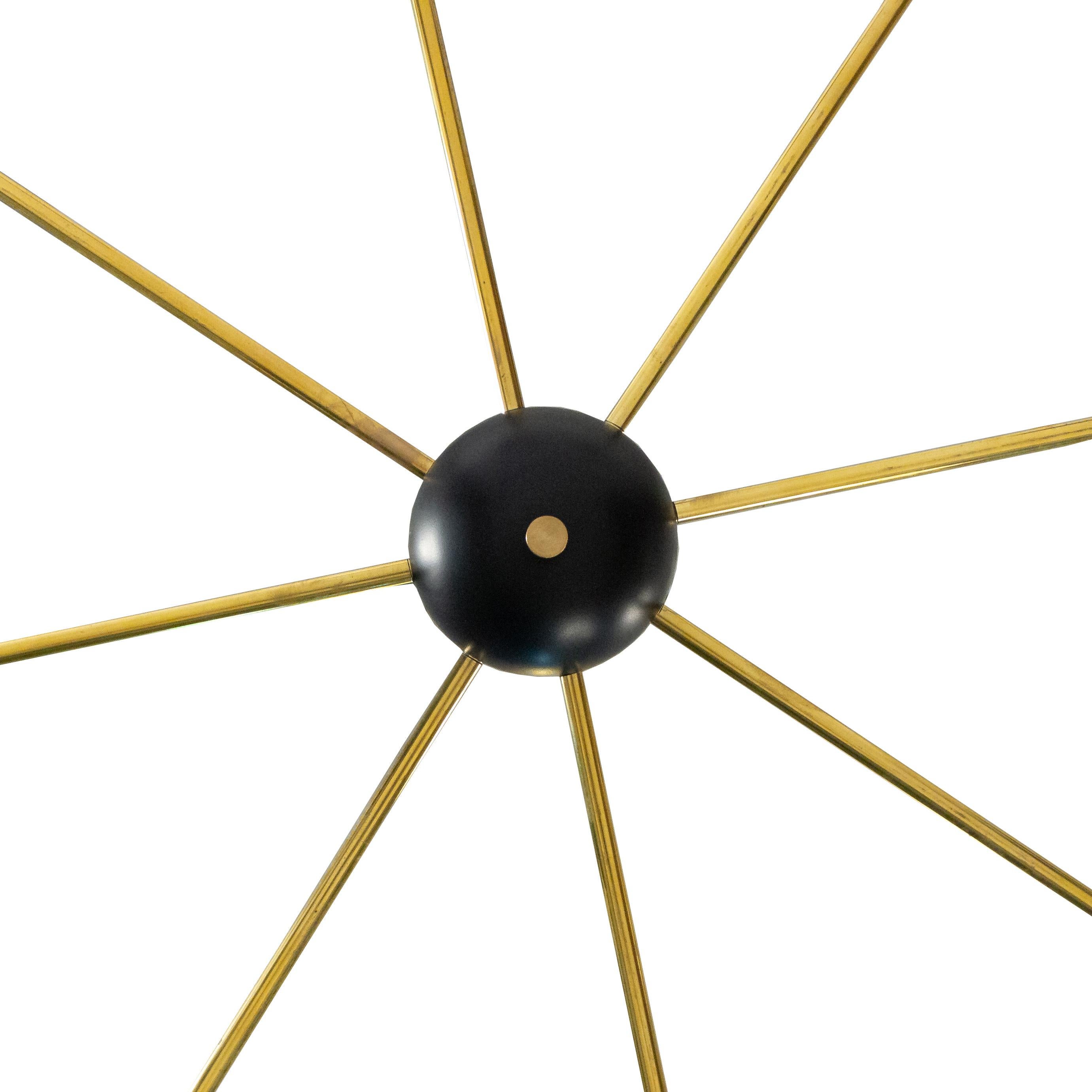 Gino Sarfatti Italian Mid-Century Stilnovo Diabolo Black and Gold Chandelier 2