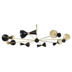 Gino Sarfatti Italian Mid-Century Stilnovo Diabolo Black and Gold Chandelier Gino Sarfatti Italian Mid-Century Stilnovo Diabolo Black and Gold Chandelier