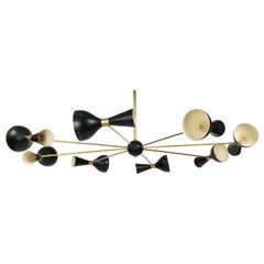 Gino Sarfatti Italian Mid-Century Stilnovo Diabolo Black and Gold Chandelier