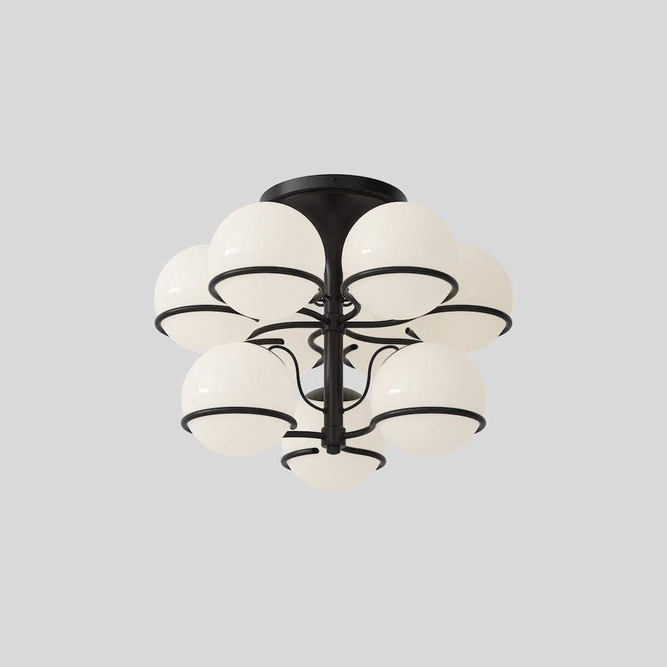 Mid-Century Modern Gino Sarfatti Lamp Model 2042/9 Black Opalline Mount for Astep For Sale