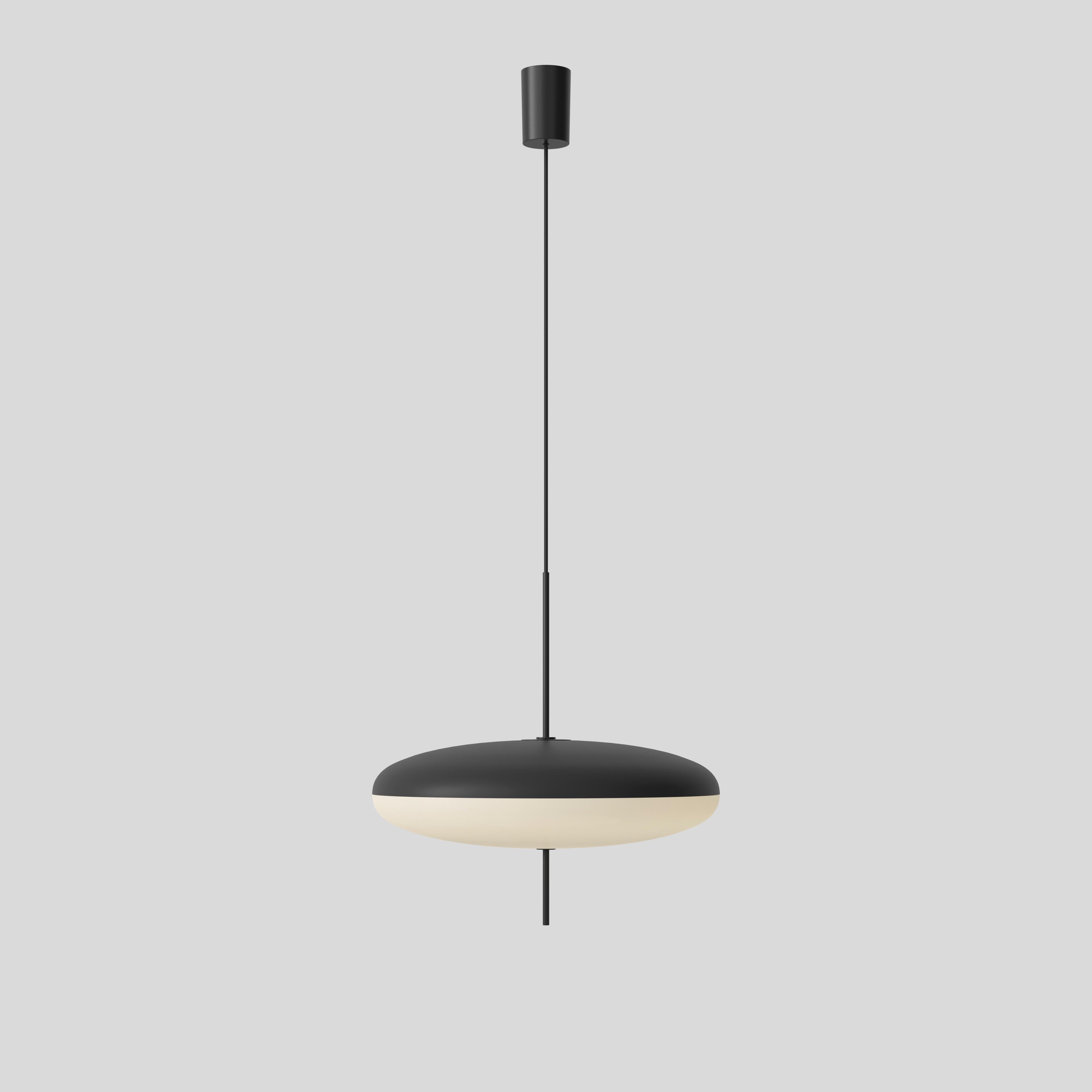 Gino Sarfatti-Lampe, Modell 2065, schwarz-weißer Diffusor, schwarze Hardware im Angebot 1