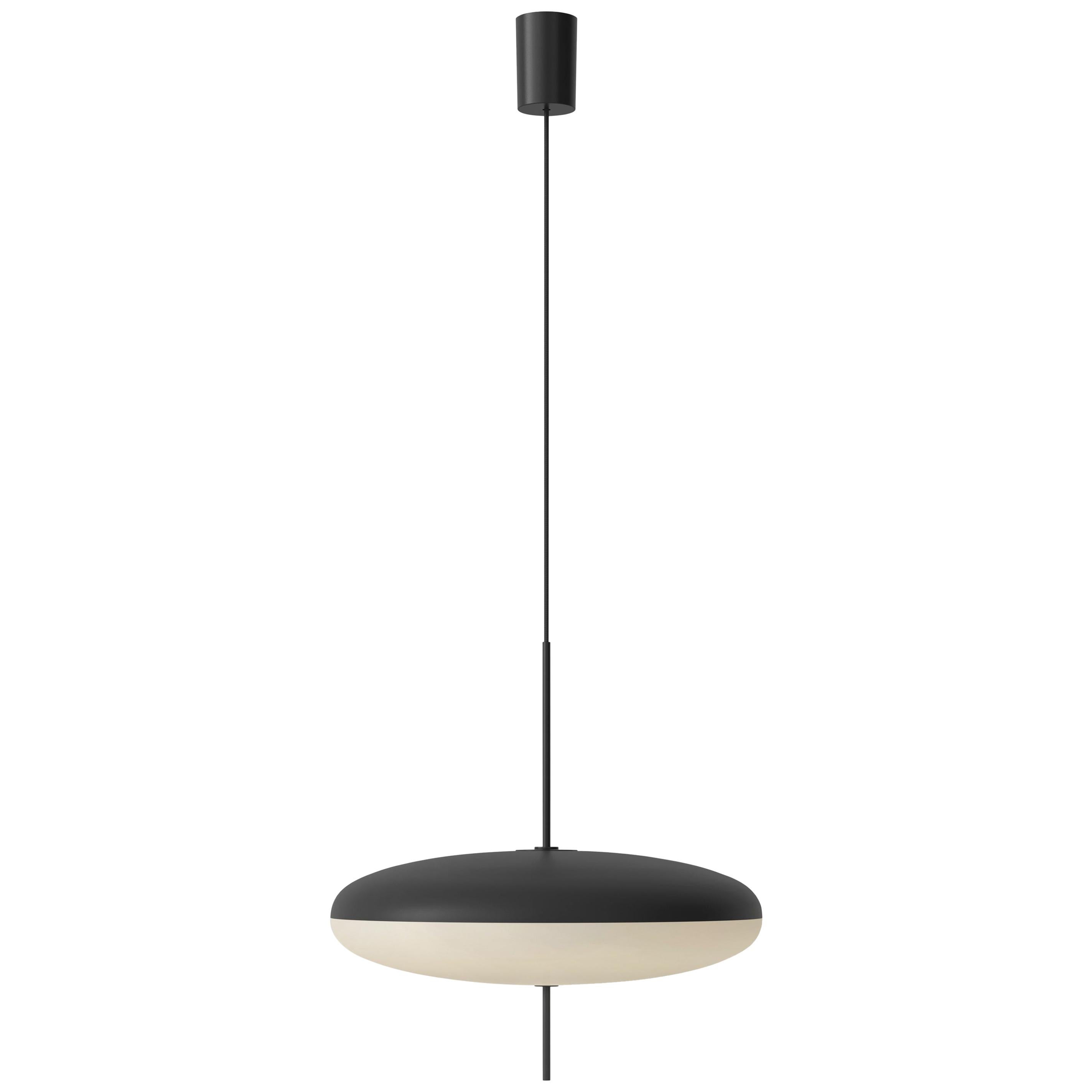 Gino Sarfatti-Lampe, Modell 2065, schwarz-weißer Diffusor, schwarze Hardware