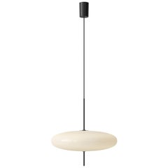 Gino Sarfatti Lampe Modell 2065, weißer Diffusor, schwarze Hardware, für Astep