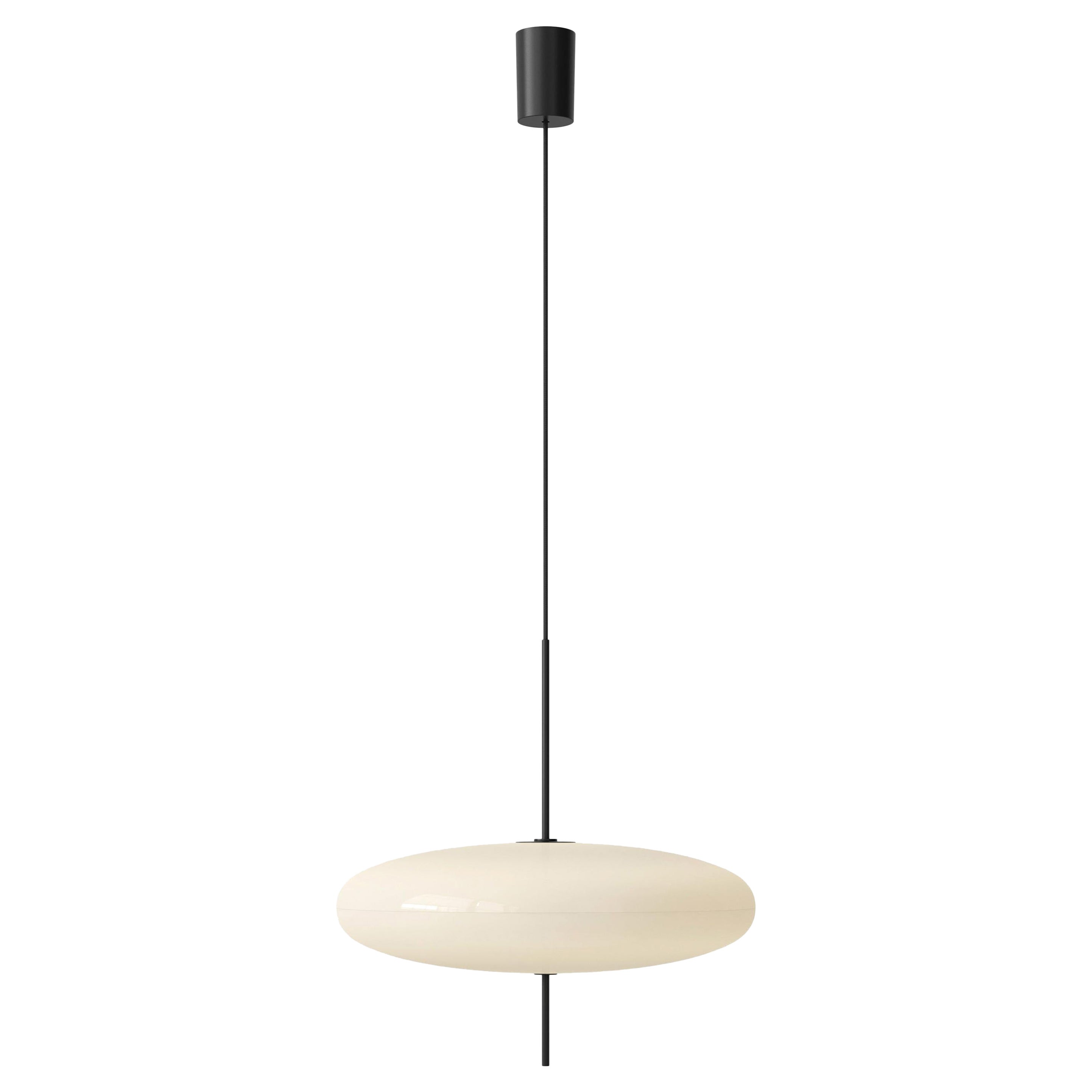 Gino Sarfatti-Lampe, Modell 2065, weißer Diffusor, schwarze Beschläge, für Astep