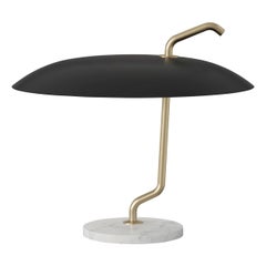 Lampe Gino Sarfatti Modèle 537 Structure en laiton, réflecteur noir par Astep