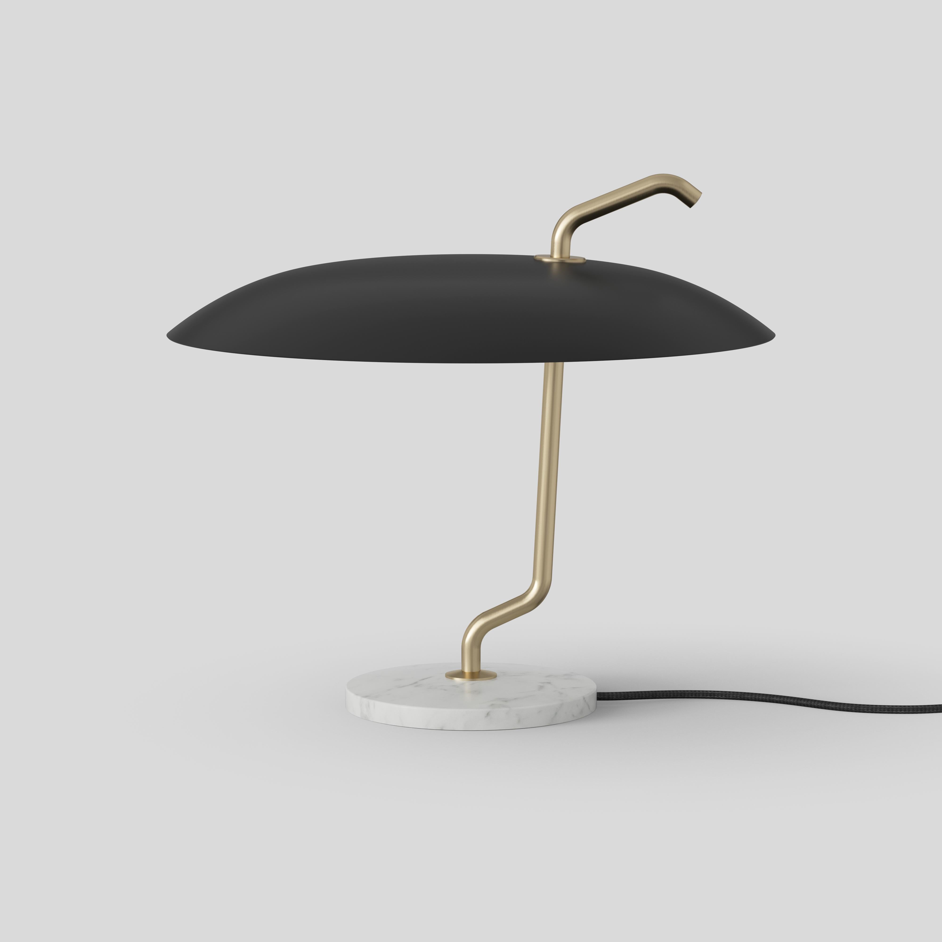 Contemporary Gino Sarfatti Lamp Model 537 Brass Structure, White Reflector, White Marble