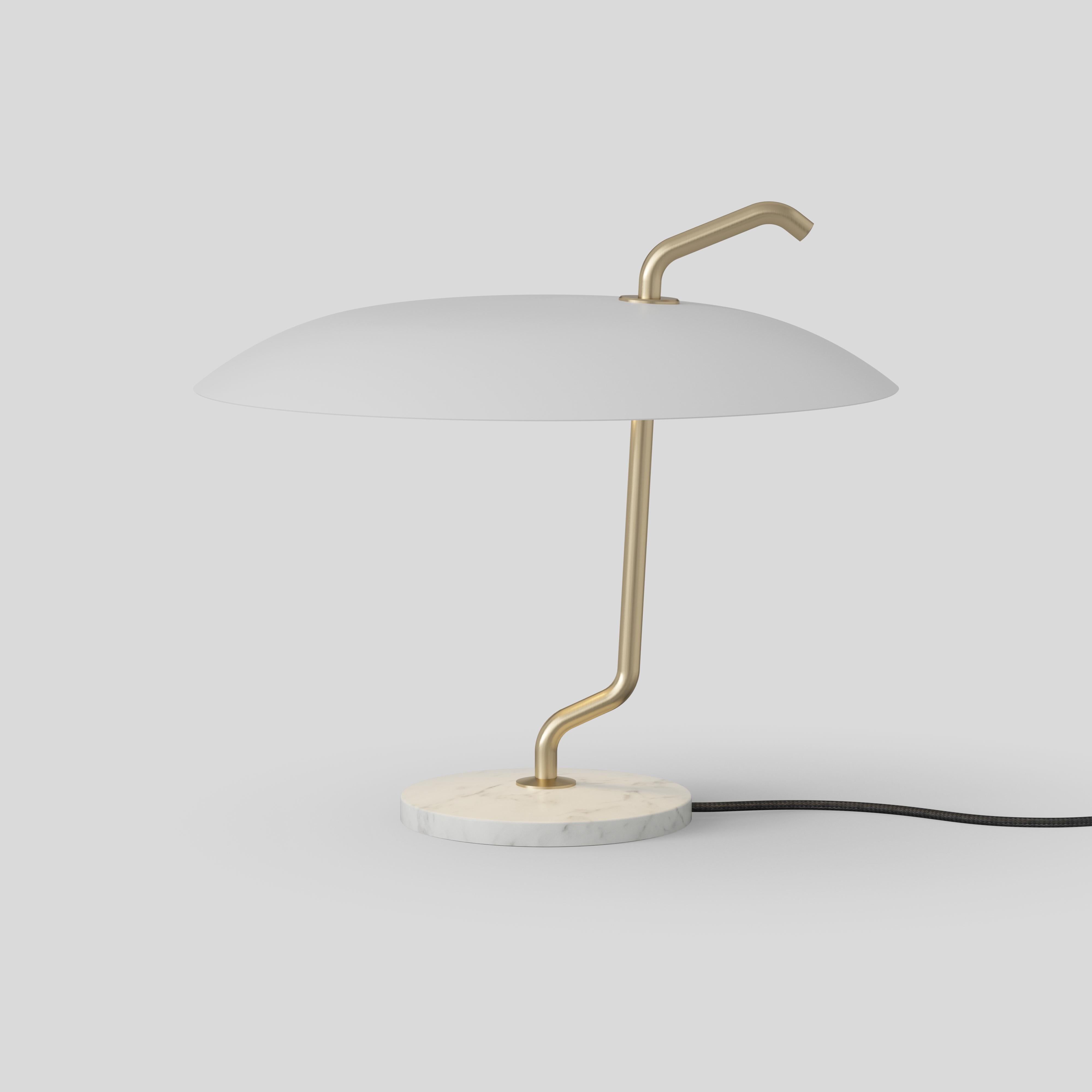 Gino Sarfatti Lamp Model 537 Brass Structure, White Reflector, White Marble 1