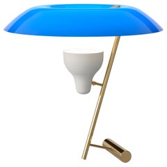 Gino Sarfatti-Lampe, Modell 548, poliertes Messing mit blauem Fuss