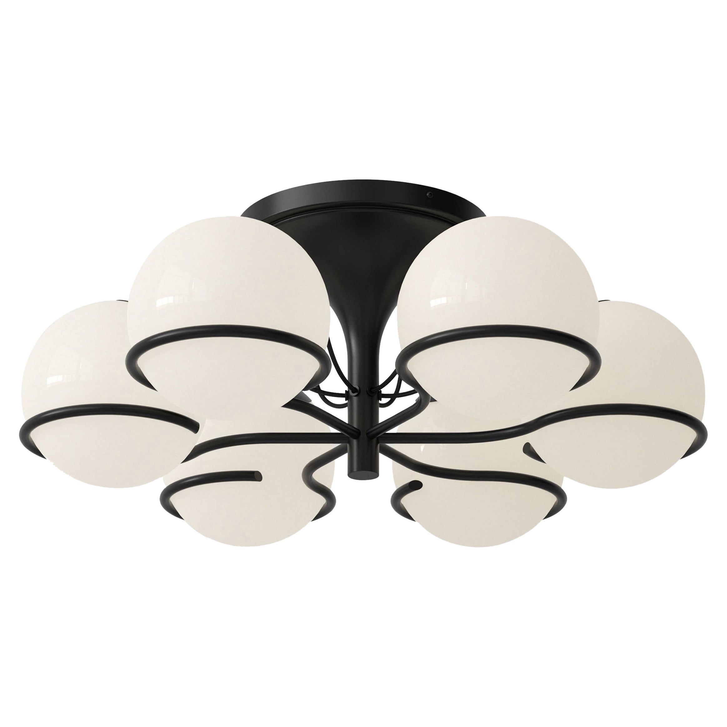 Gino Sarfatti Le Sfere Model 2042/6 Ceiling Light, Opaline Glass