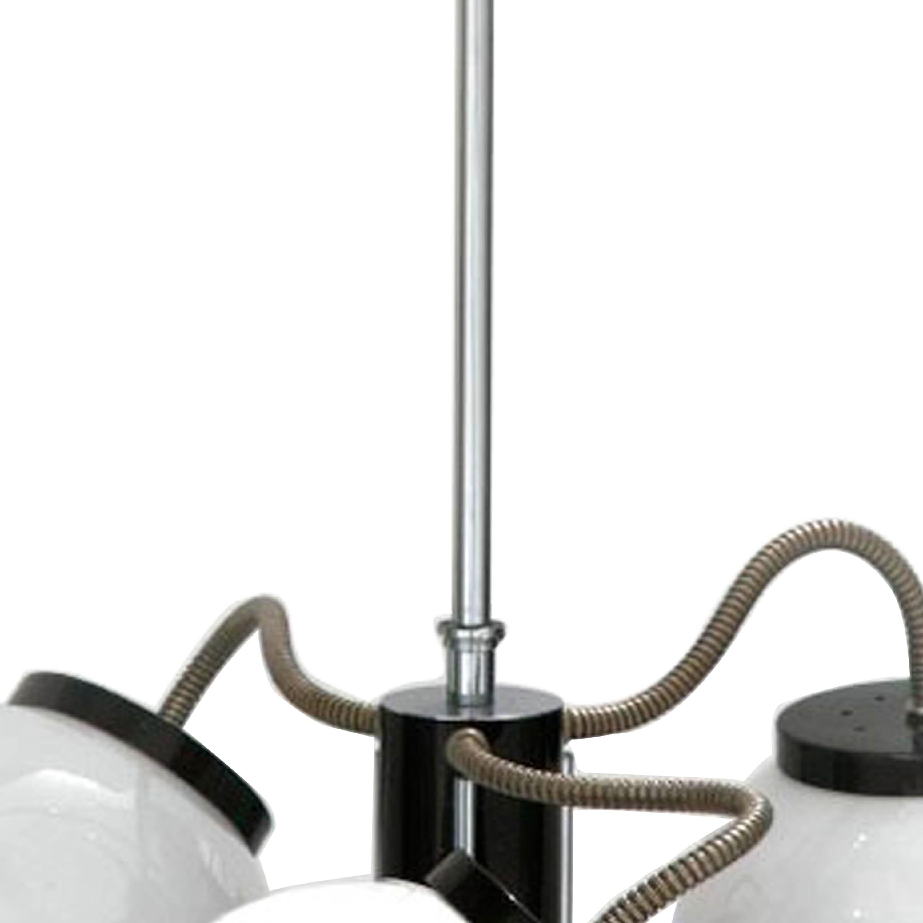 Italian Gino Sarfatti Mid-Century Chromed Steel Glass Suspension Lamp, Italy, 1970 For Sale
