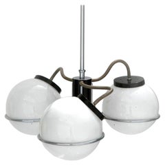 Gino Sarfatti Mid-Century Chromed Steel Glass Suspension Lamp, Italy, 1970