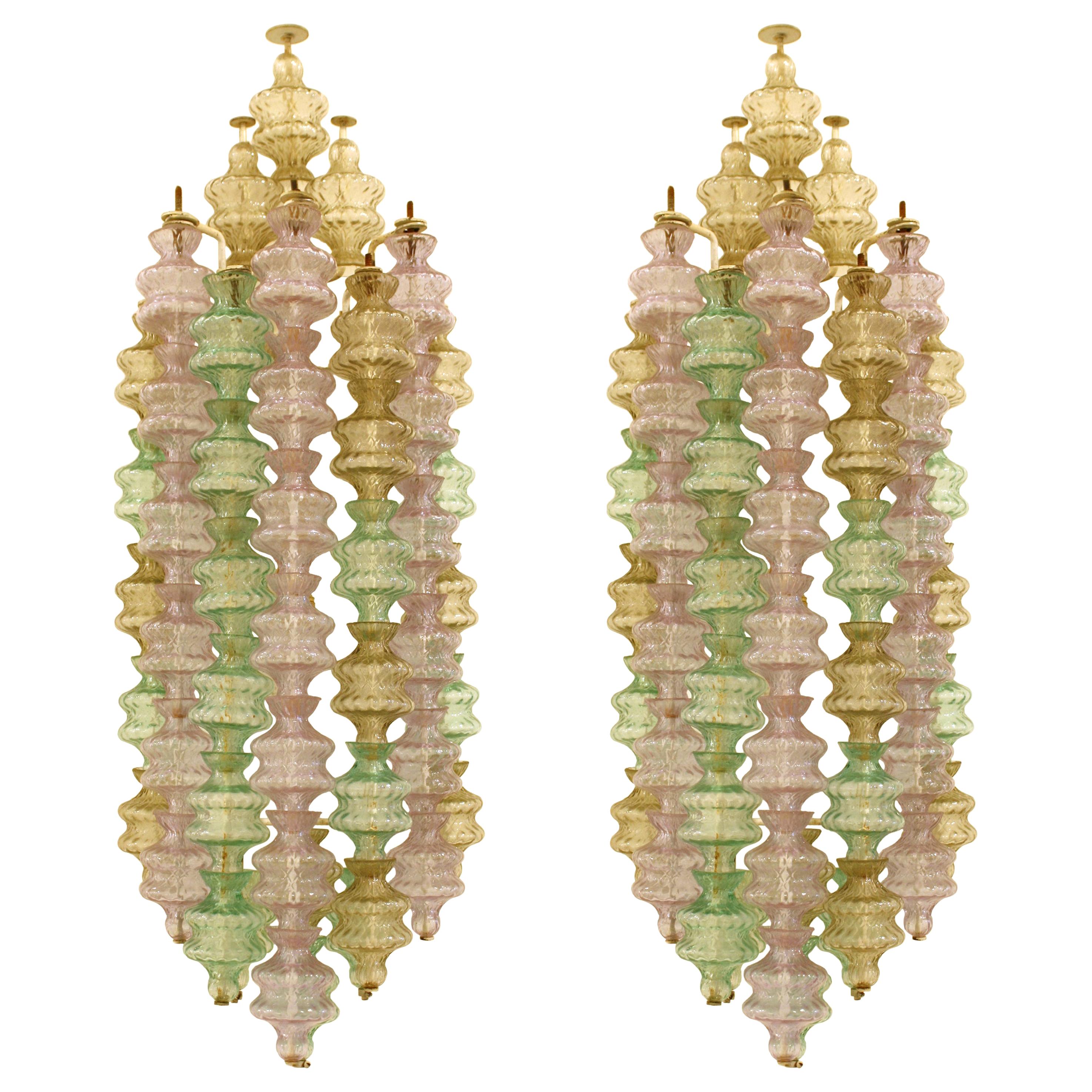 Gino Sarfatti Mid-Century Modern Pair of Murano Glass Italian Sconces, 1960s