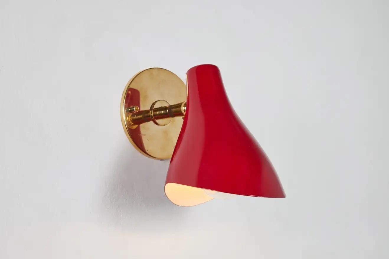 Brass Gino Sarfatti Model #10 Sconce in Red for Arteluce For Sale