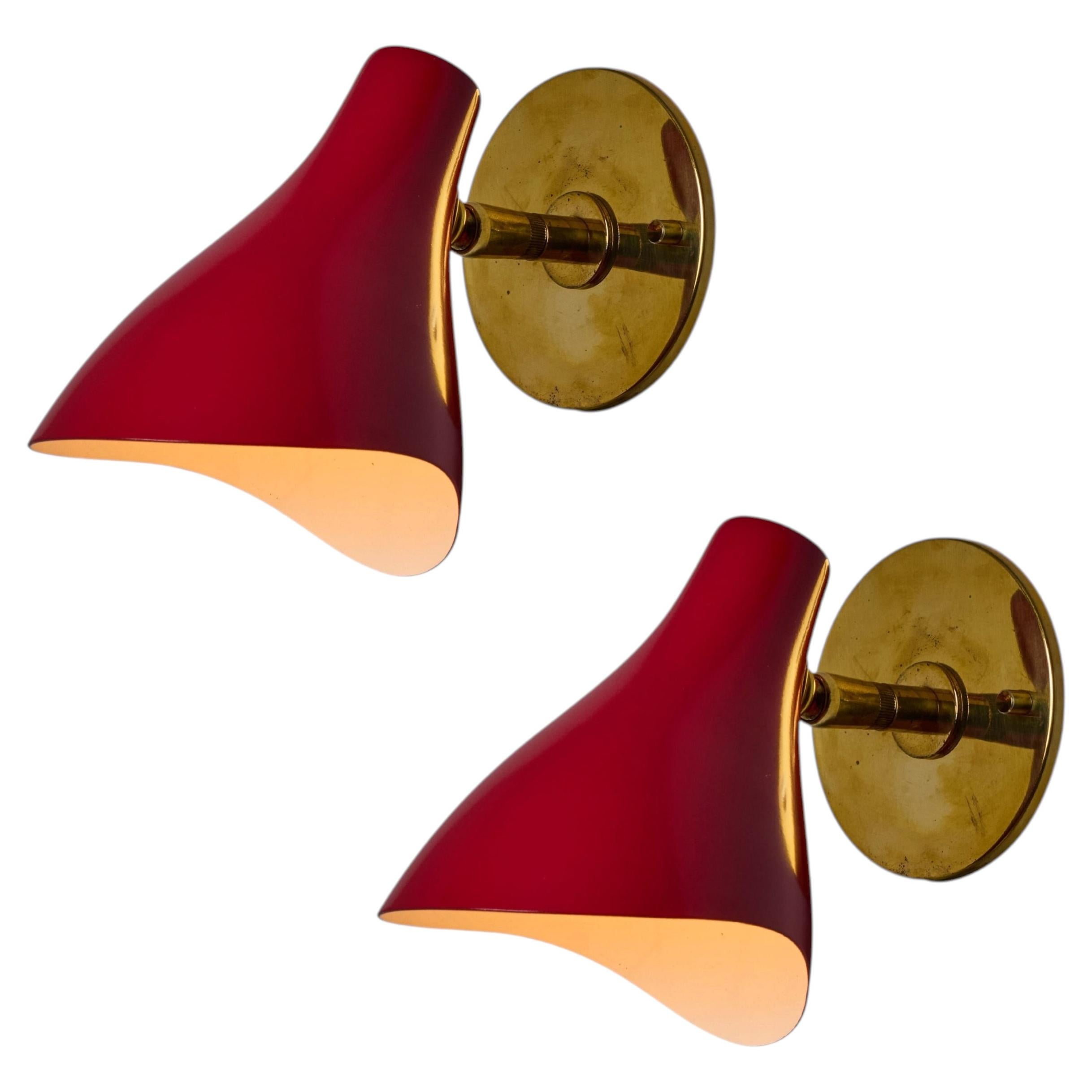Gino Sarfatti Model #10 Sconce in rosso per Arteluce