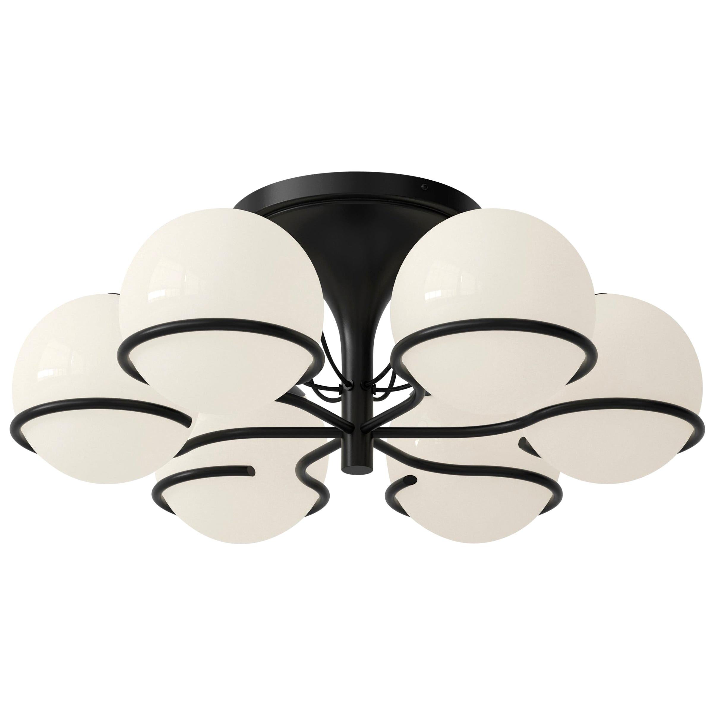 Gino Sarfatti Model 2042/3 Opaline Glass Ceiling Light in Black for Astep For Sale 2