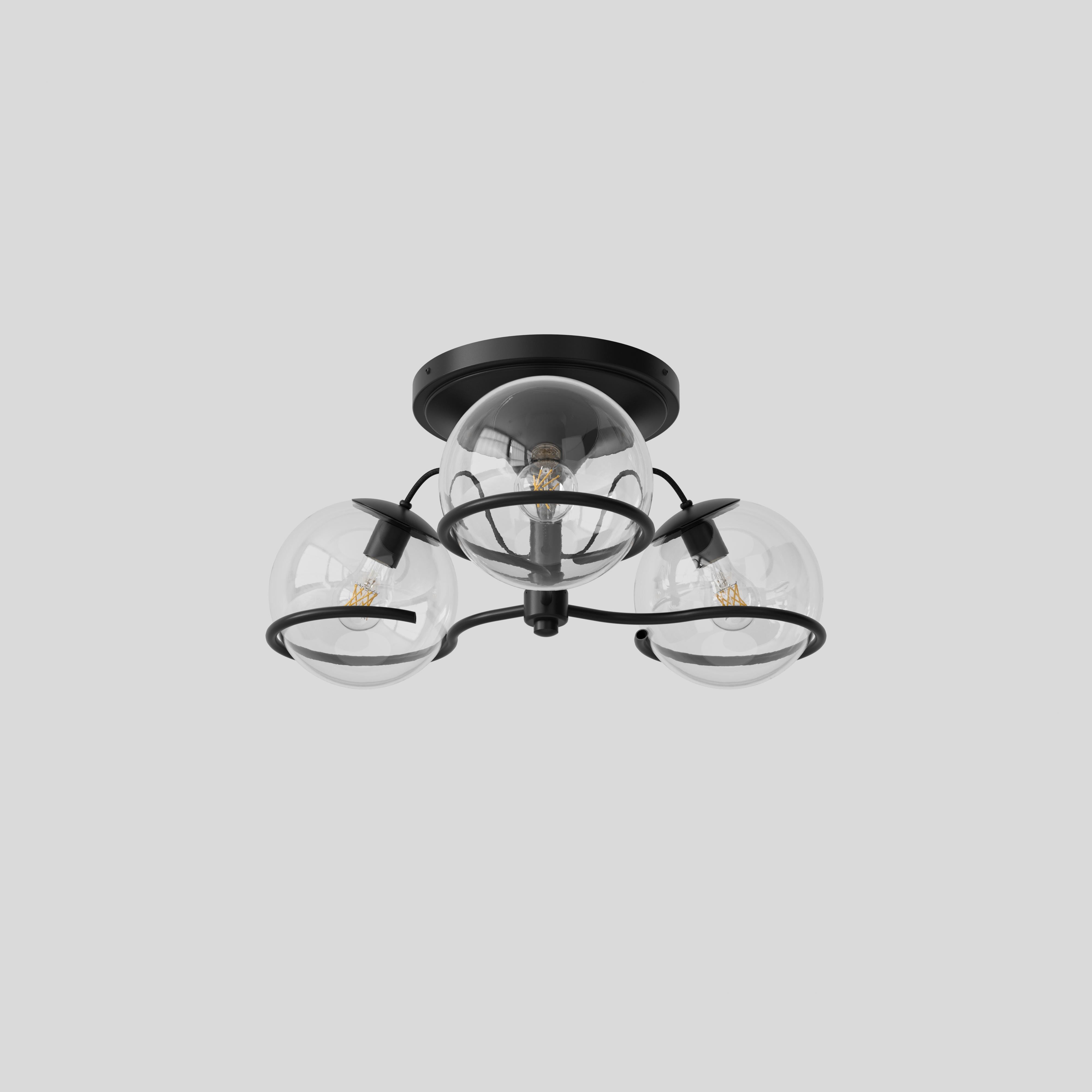 Mid-Century Modern Gino Sarfatti Model 2042/3 Glass Ceiling Light in Black