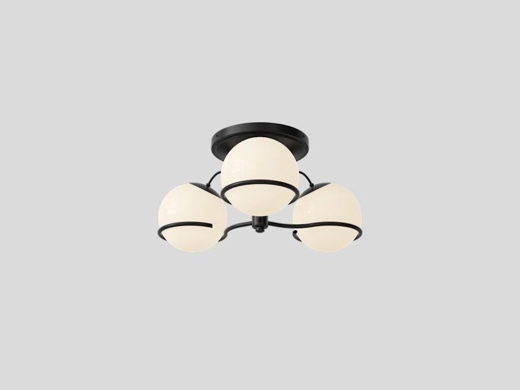 Contemporary Gino Sarfatti Model 2042/3 Glass Ceiling Light in Black