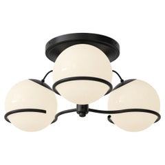 Gino Sarfatti Model 2042/3 Opaline Glass Ceiling Light in Black for Astep