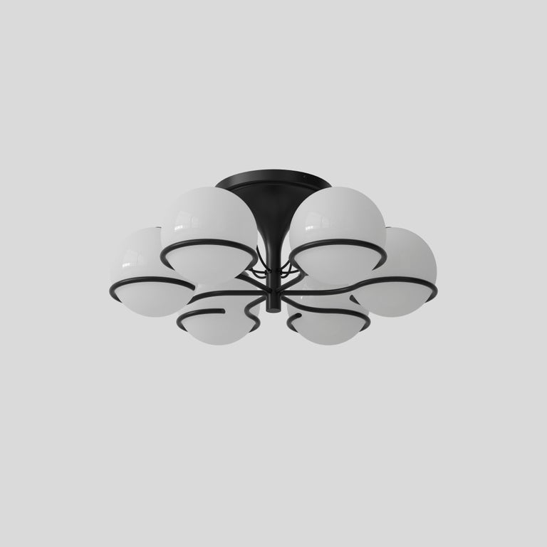 Gino Sarfatti Model 2042/6 ceiling light in black.

A new remarkable ceiling light from the Le Sfere Luminaire system by Italian lighting master Gino Sarfatti is now reintroduced by Astep as part of the prestigious Flos with Sarfatti collection.