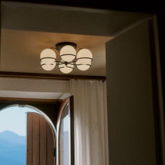 Gino Sarfatti Model 2042/6 Opaline Glass Ceiling Light in Black for Astep