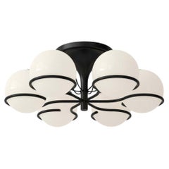 Gino Sarfatti Model 2042/6 Opaline Glass Ceiling Light in Black for Astep