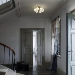 Gino Sarfatti Modello 2042/6 Plafoniera in vetro opalino color champagne per Astep