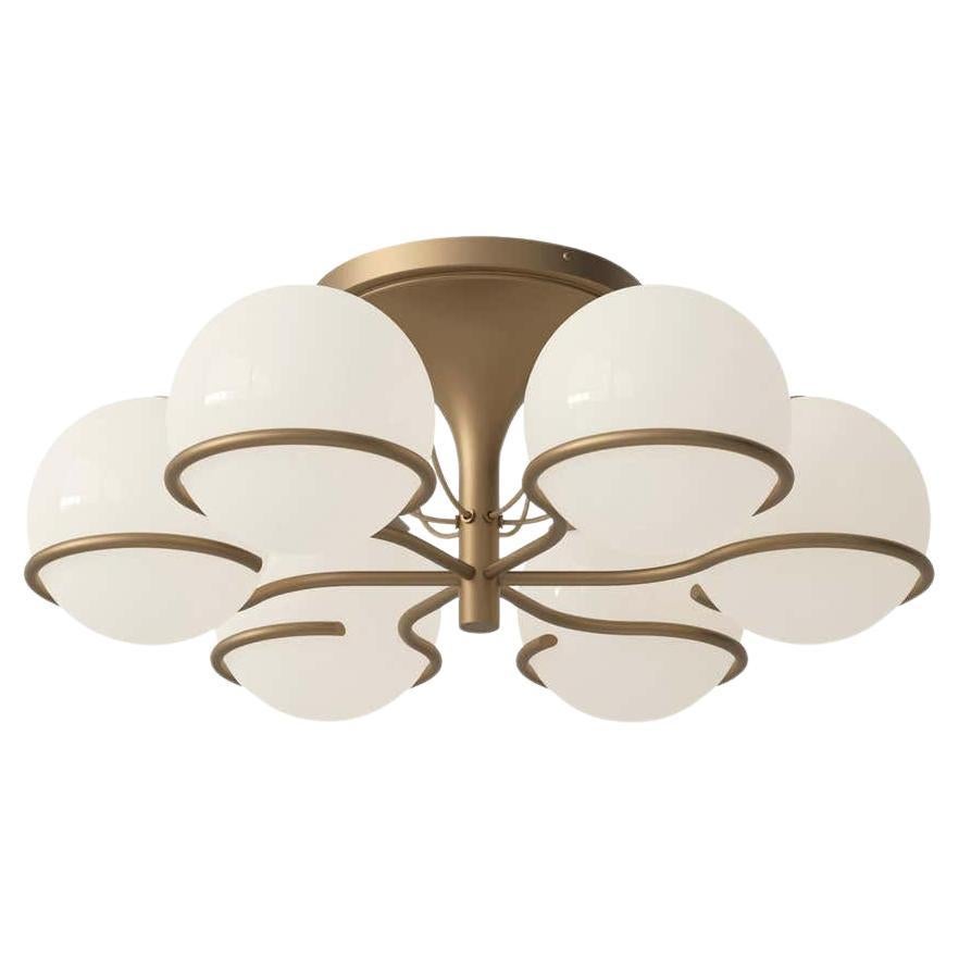 Gino Sarfatti Model 2042/6 Opaline Glass Ceiling Light in Champagne for Astep For Sale