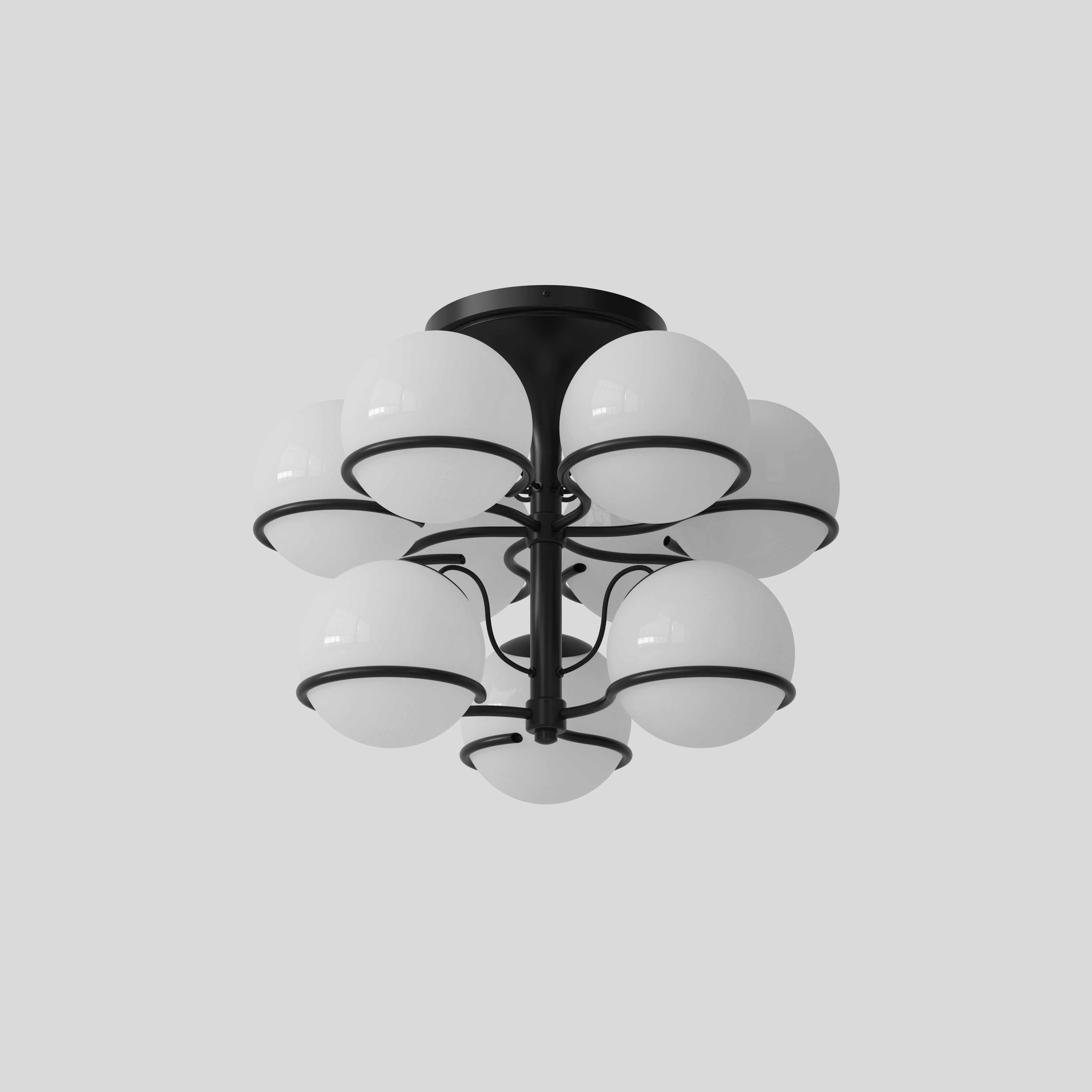 Gino Sarfatti Model 2042/9 Glass Ceiling Light in Black 1