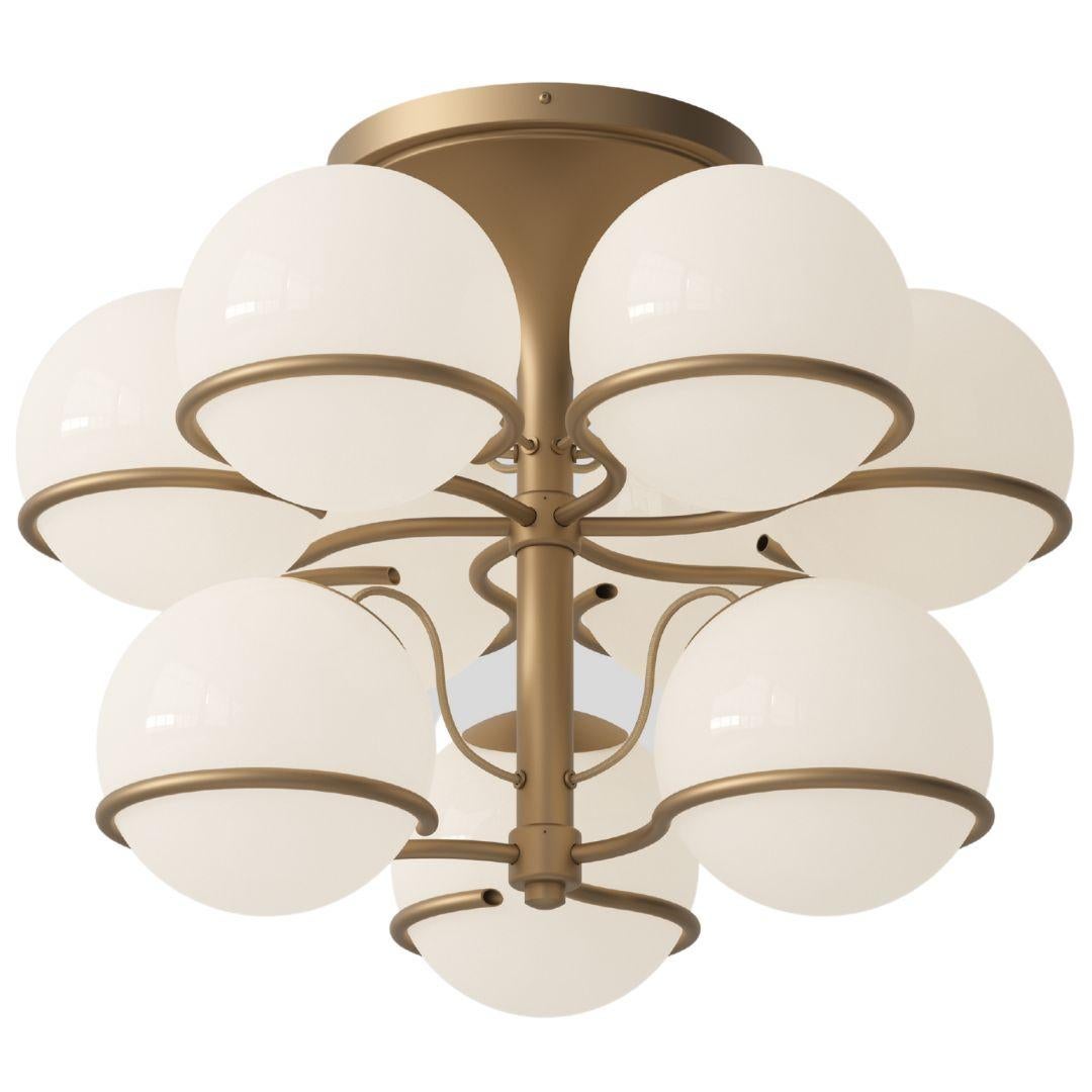 Gino Sarfatti Model 2042/9 Opaline Glass Ceiling Light in Black for Astep In New Condition For Sale In Glendale, CA